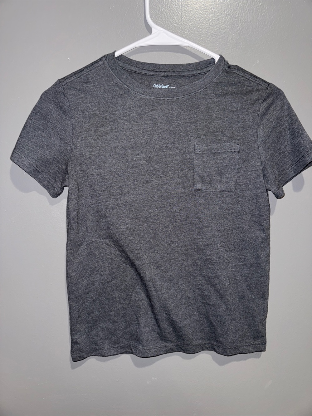 Cat & Jack Charcoal Heather Short Sleeve Pocket Tee